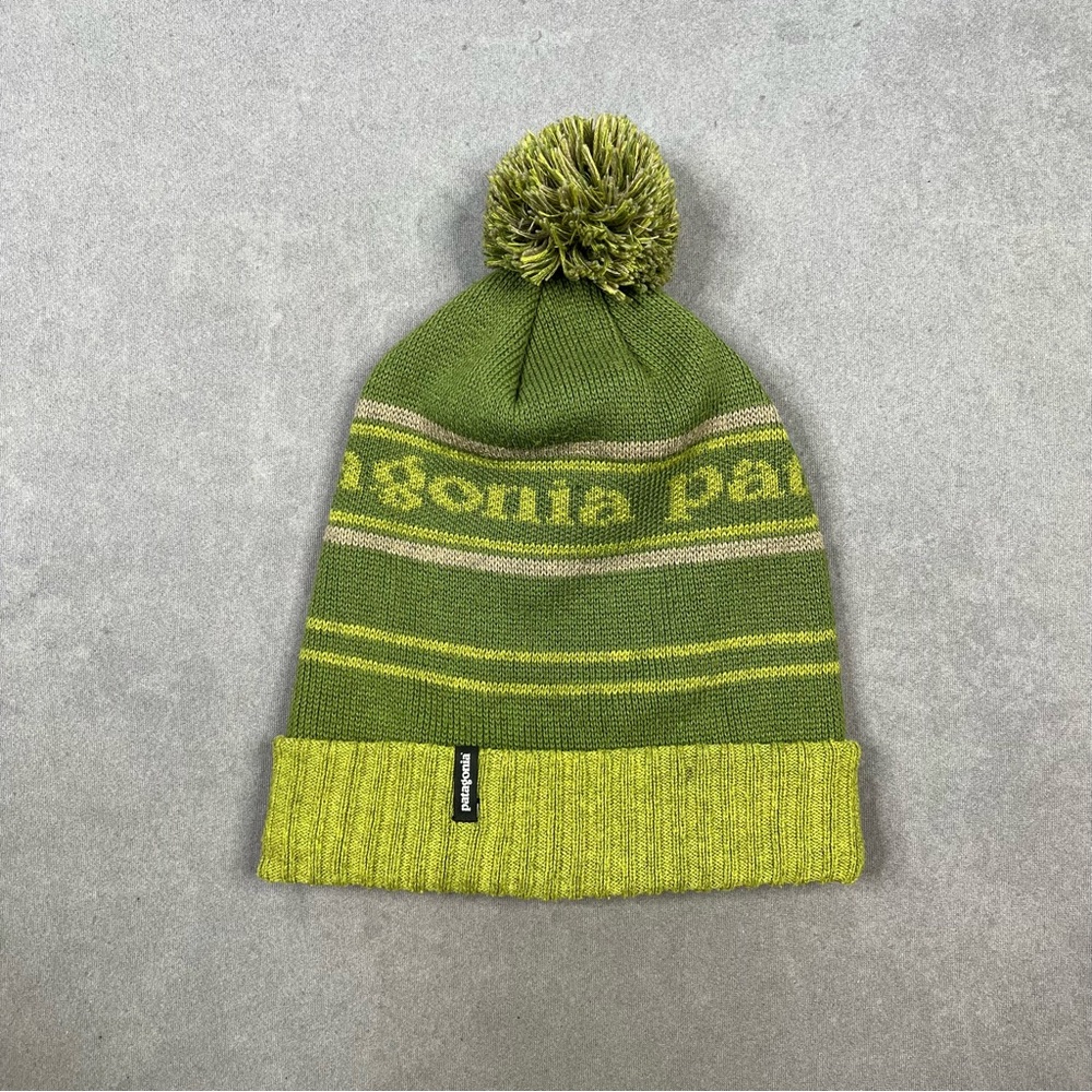 Patagonia Green Pom-Pom Knit Hat